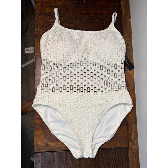 Carmen Marc Valvo Scoop Neck One Piece Swimsuit - Living Paradise White - Picture 3 of 5